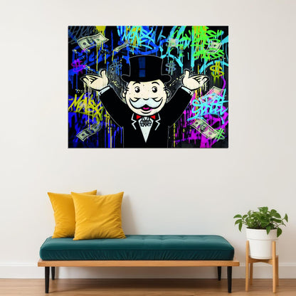 Monopoly Rich Uncle Pennybags Pop Art Poster Graffiti Street Art Wealth Cartoon Money Print - xonomax