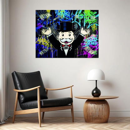 Monopoly Rich Uncle Pennybags Pop Art Poster Graffiti Street Art Wealth Cartoon Money Print - xonomax
