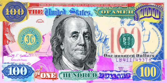 Colorful Dollar Bill Pop Art Poster Graffiti Street Art Benjamin Franklin Artistic Money Design Print - xonomax