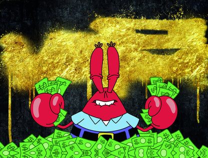 Mr. Krabs Money Pop Art Poster Graffiti Street Art Spongebob Wealth Cartoon Character Modern Print - xonomax