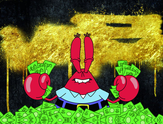 Mr. Krabs Money Pop Art Poster Graffiti Street Art Spongebob Wealth Cartoon Character Modern Print - xonomax