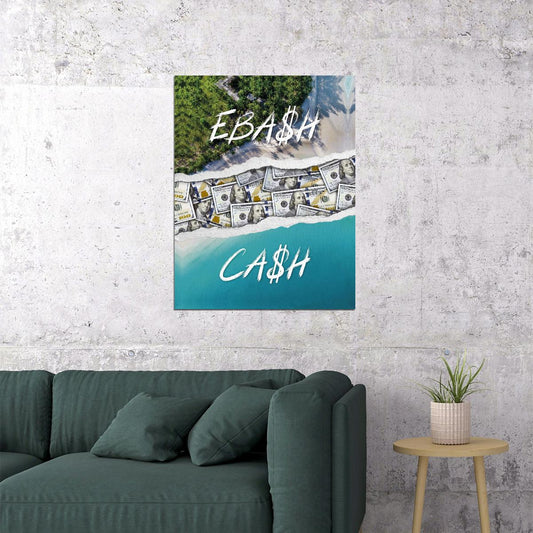 Cash Beach Pop Art Poster Graffiti Street Art Luxury Lifestyle Money and Beach Modern Print - xonomax