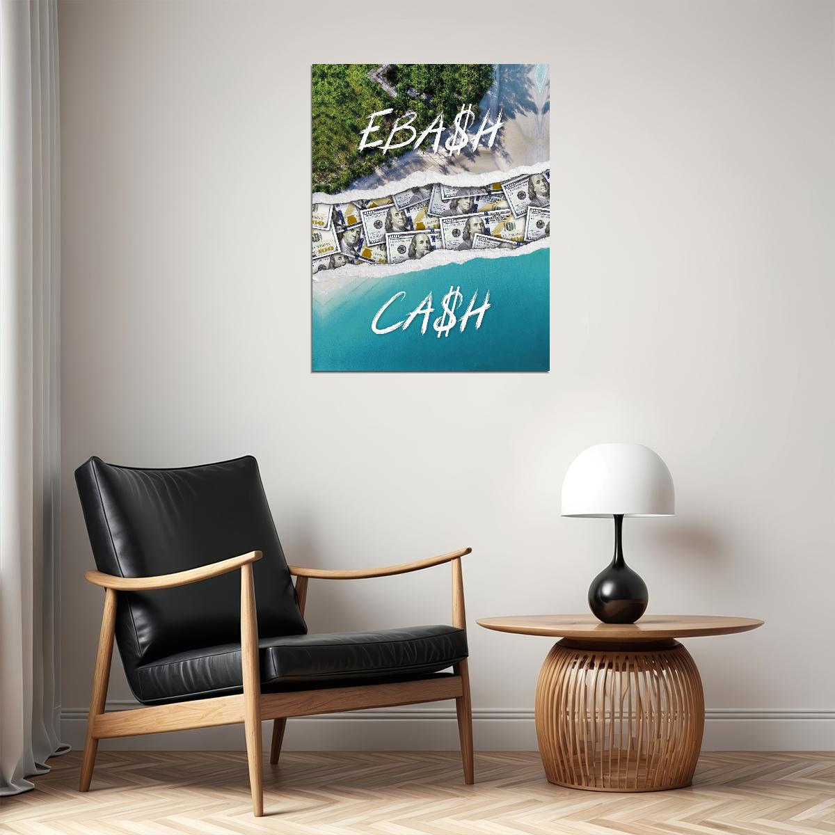 Cash Beach Pop Art Poster Graffiti Street Art Luxury Lifestyle Money and Beach Modern Print - xonomax