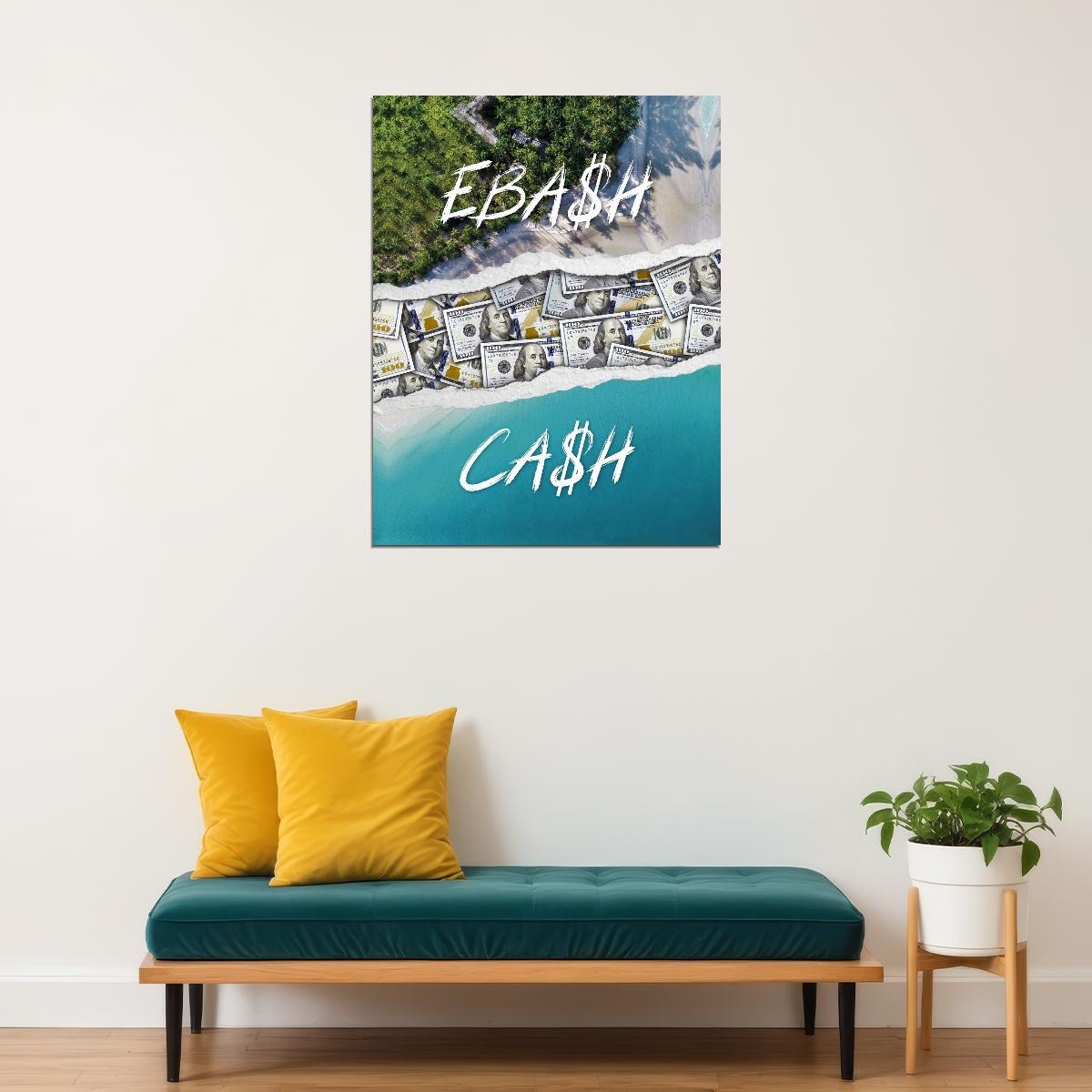 Cash Beach Pop Art Poster Graffiti Street Art Luxury Lifestyle Money and Beach Modern Print - xonomax