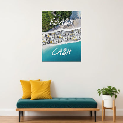 Cash Beach Pop Art Poster Graffiti Street Art Luxury Lifestyle Money and Beach Modern Print - xonomax