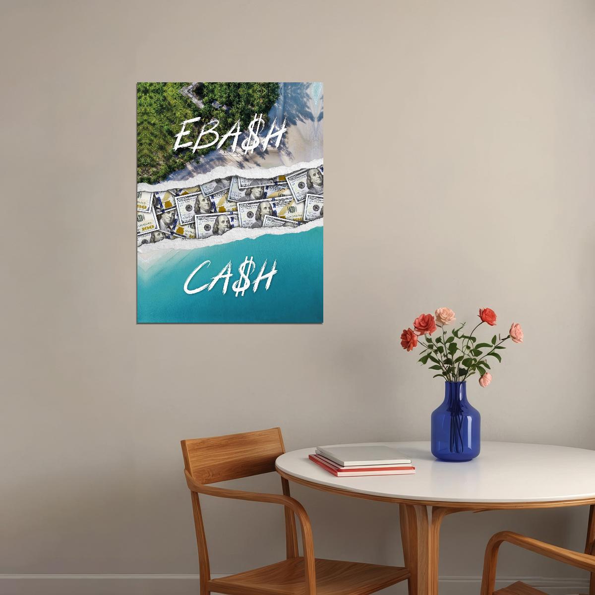 Cash Beach Pop Art Poster Graffiti Street Art Luxury Lifestyle Money and Beach Modern Print - xonomax