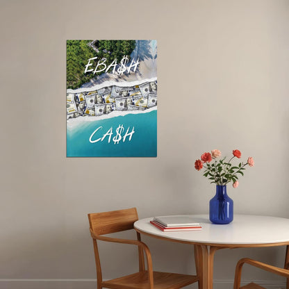Cash Beach Pop Art Poster Graffiti Street Art Luxury Lifestyle Money and Beach Modern Print - xonomax