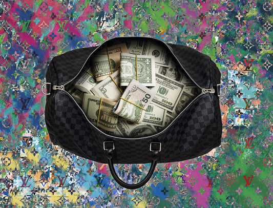 Money Bag Pop Art Poster Graffiti Street Art Luxury Cash Wealth Colorful Background Modern Print - xonomax