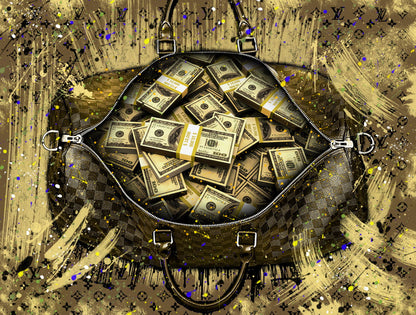 Money Bag Gold Pop Art Poster Graffiti Street Art Luxury Cash Wealth Artistic Financial Print - xonomax