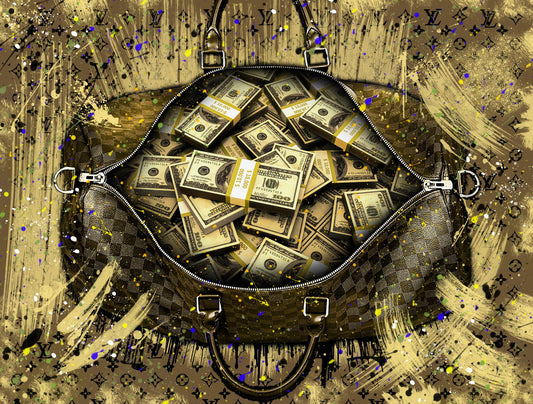 Money Bag Gold Pop Art Poster Graffiti Street Art Luxury Cash Wealth Artistic Financial Print - xonomax