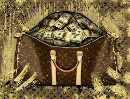 Luxury Money Bag Pop Art Poster Graffiti Street Art Louis Vuitton Cash Wealth Financial Print