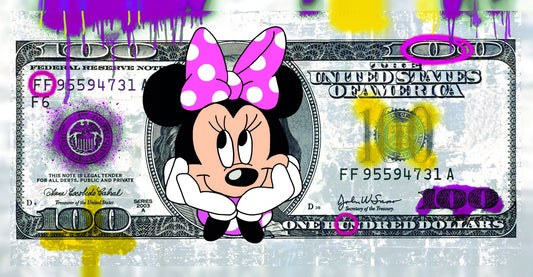Minnie Mouse Dollar Bill Pop Art Poster Graffiti Street Art Cartoon Wealth Money Modern Print - xonomax