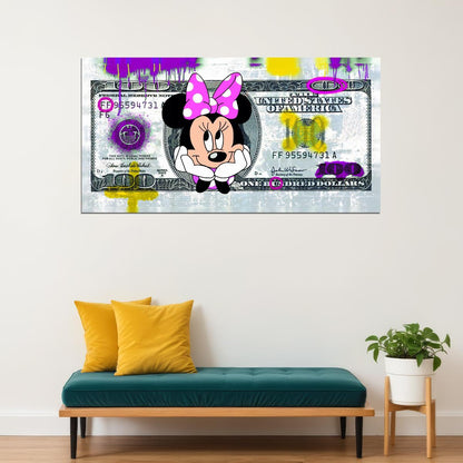 Minnie Mouse Dollar Bill Pop Art Poster Graffiti Street Art Cartoon Wealth Money Modern Print - xonomax