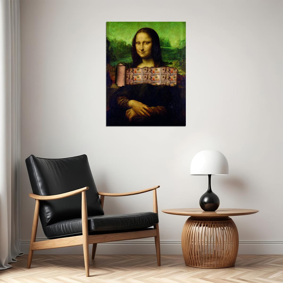 Mona Lisa Money Pop Art Poster Graffiti Street Art Famous Painting Wealth Artistic Twist Modern Print - xonomax