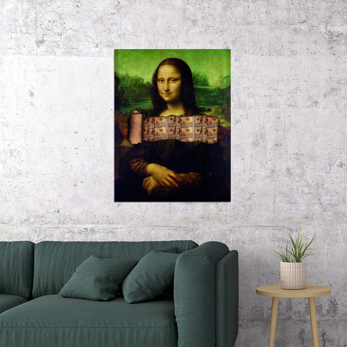 Mona Lisa Money Pop Art Poster Graffiti Street Art Famous Painting Wealth Artistic Twist Modern Print - xonomax