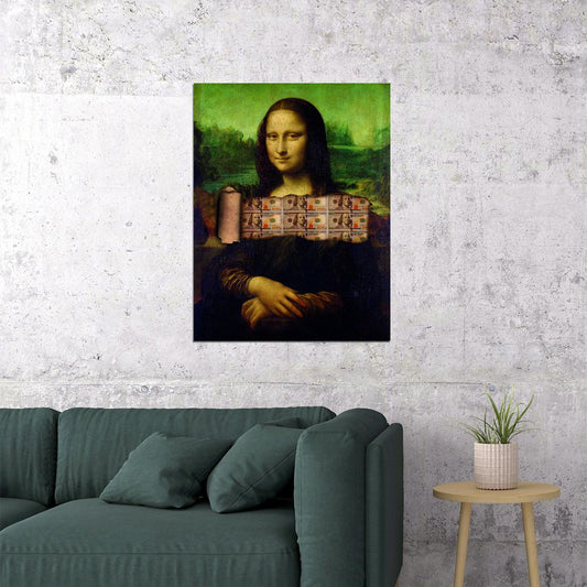 Mona Lisa Money Pop Art Poster Graffiti Street Art Famous Painting Wealth Artistic Twist Modern Print - xonomax