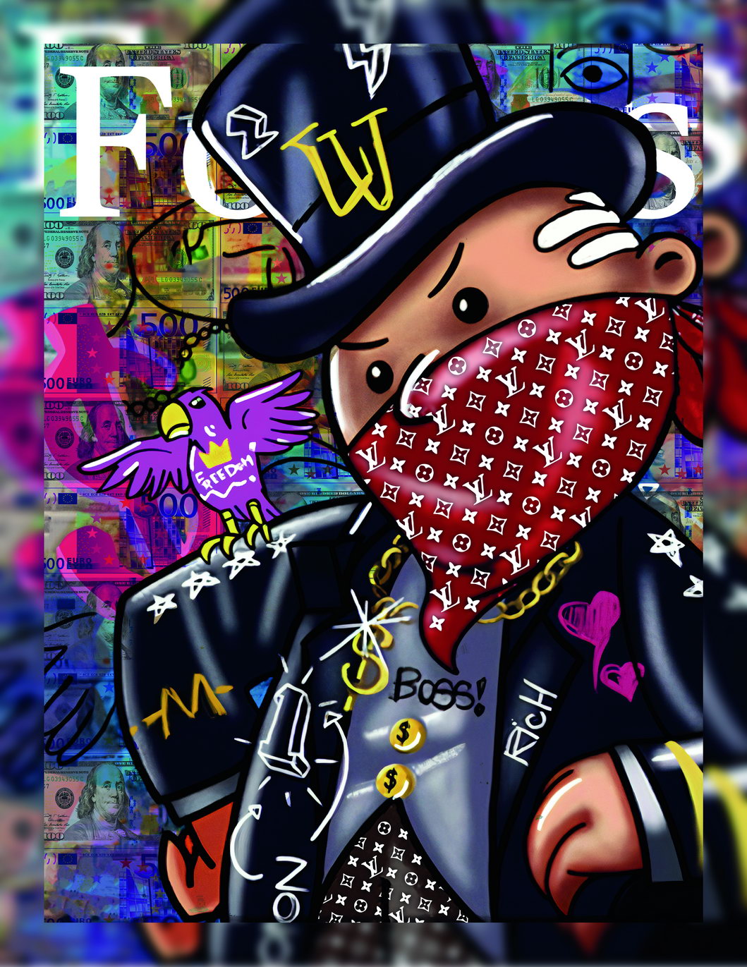 Gangster Monopoly Pop Art Poster Graffiti Street Art Money Rich Lifestyle Cartoon Modern Print
