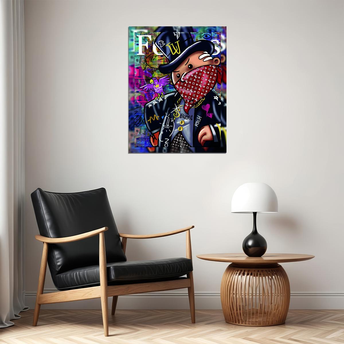 Gangster Monopoly Pop Art Poster Graffiti Street Art Money Rich Lifestyle Cartoon Modern Print