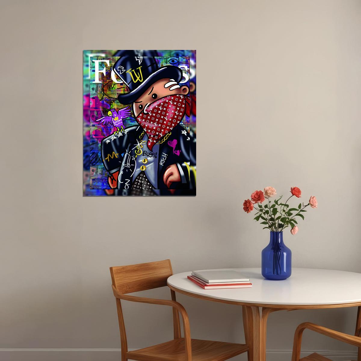 Gangster Monopoly Pop Art Poster Graffiti Street Art Money Rich Lifestyle Cartoon Modern Print