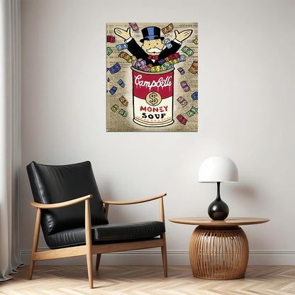 Money Soup Campbell's Monopoly Pop Art Poster Graffiti Street Art Wealth Parody Rich Lifestyle Modern Print - xonomax