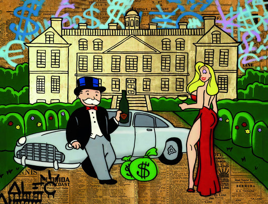 Monopoly Luxury Life Pop Art Poster Graffiti Street Art Mansion and Car Rich Lifestyle Cartoon Modern Print - xonomax