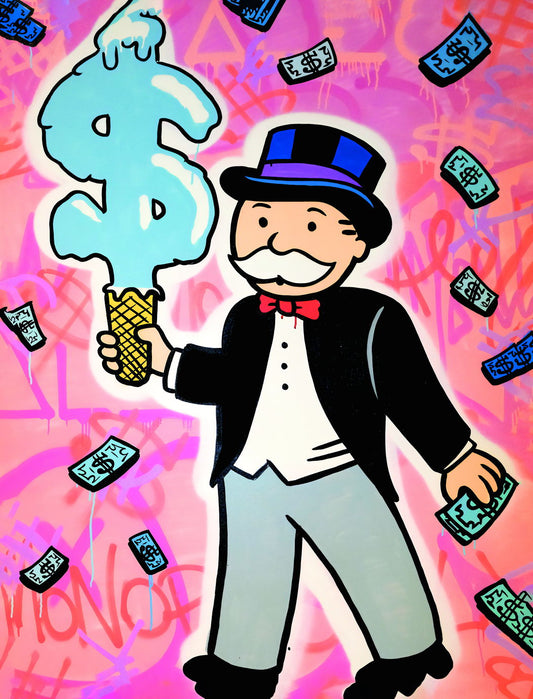 Monopoly Ice Cream Money Pop Art Poster Graffiti Street Art Rich Character Wealth Fun Modern Print - xonomax