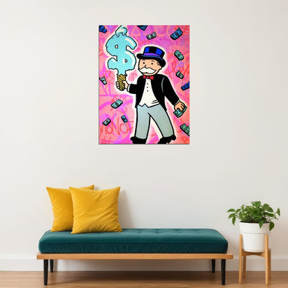 Monopoly Ice Cream Money Pop Art Poster Graffiti Street Art Rich Character Wealth Fun Modern Print - xonomax