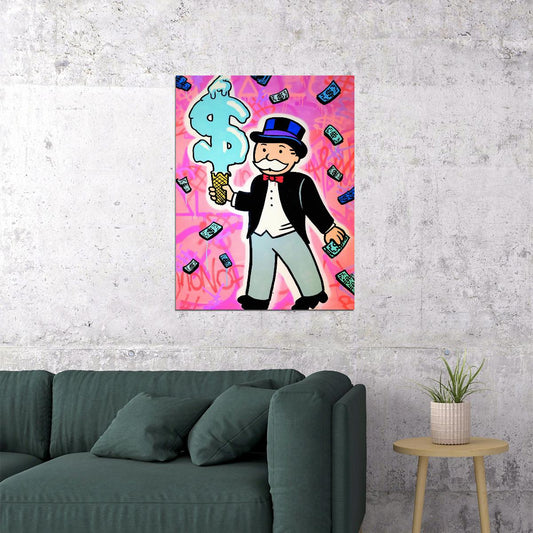 Monopoly Ice Cream Money Pop Art Poster Graffiti Street Art Rich Character Wealth Fun Modern Print - xonomax