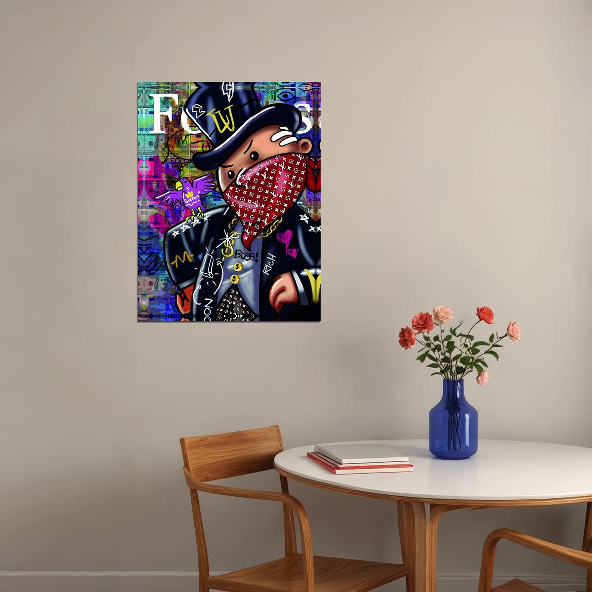 Gangster Rich Monopoly Pop Art Poster Graffiti Street Art Money Wealth Cartoon Lifestyle Modern Print - xonomax