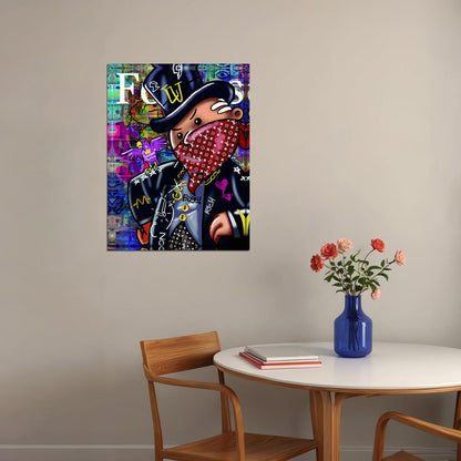 Gangster Rich Monopoly Pop Art Poster Graffiti Street Art Money Wealth Cartoon Lifestyle Modern Print - xonomax