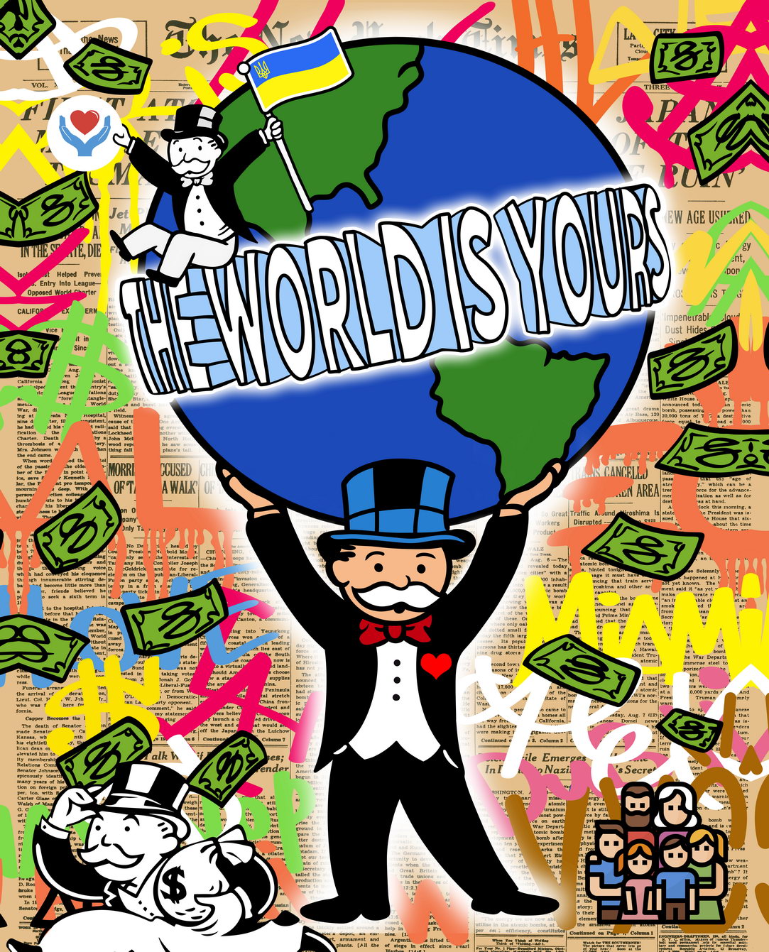 Monopoly World Rich Pop Art Poster Graffiti Street Art Wealthy Lifestyle Cartoon Success Modern Print - xonomax