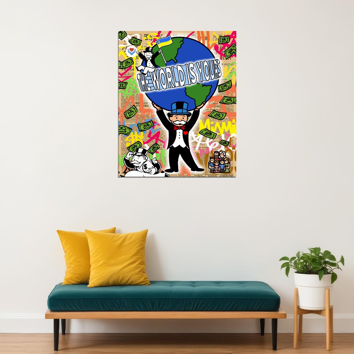 Monopoly World Rich Pop Art Poster Graffiti Street Art Wealthy Lifestyle Cartoon Success Modern Print - xonomax