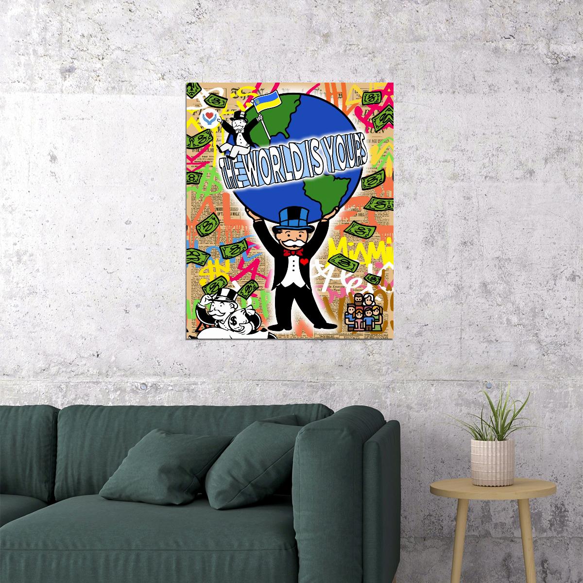 Monopoly World Rich Pop Art Poster Graffiti Street Art Wealthy Lifestyle Cartoon Success Modern Print - xonomax