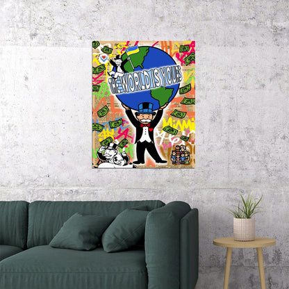 Monopoly World Rich Pop Art Poster Graffiti Street Art Wealthy Lifestyle Cartoon Success Modern Print - xonomax