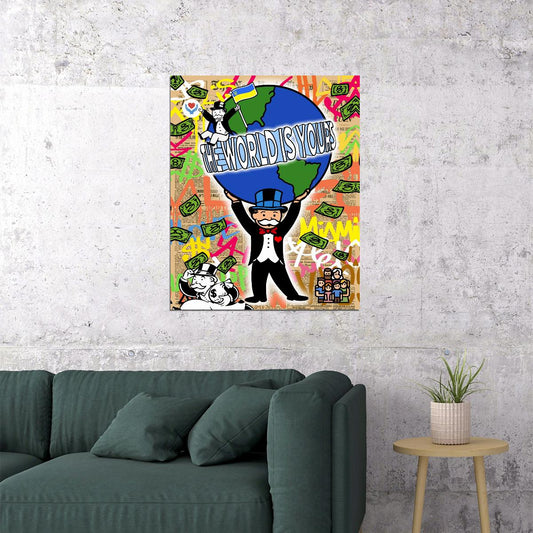 Monopoly World Rich Pop Art Poster Graffiti Street Art Wealthy Lifestyle Cartoon Success Modern Print - xonomax