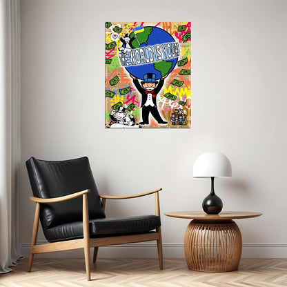 Monopoly World Rich Pop Art Poster Graffiti Street Art Wealthy Lifestyle Cartoon Success Modern Print - xonomax