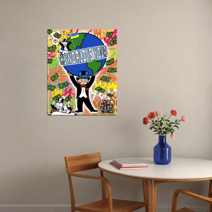 Monopoly World Rich Pop Art Poster Graffiti Street Art Wealthy Lifestyle Cartoon Success Modern Print - xonomax