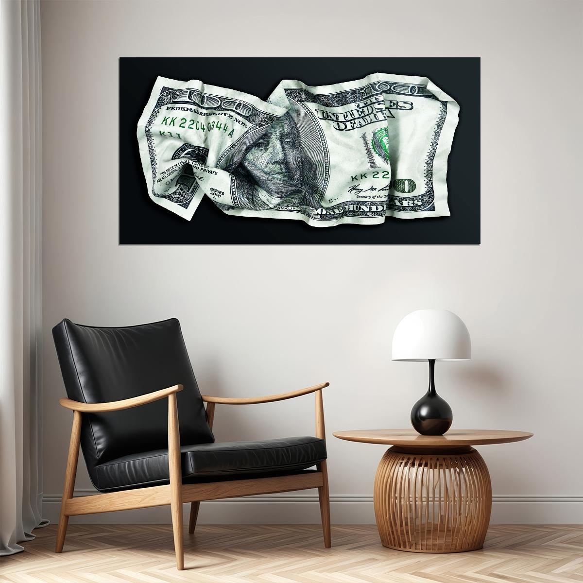 Folded Dollar Bill Pop Art Poster Graffiti Street Art Crumpled Money Artistic Financial Print - xonomax