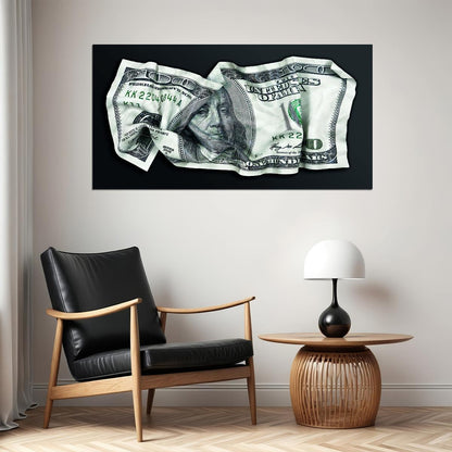 Folded Dollar Bill Pop Art Poster Graffiti Street Art Crumpled Money Artistic Financial Print - xonomax