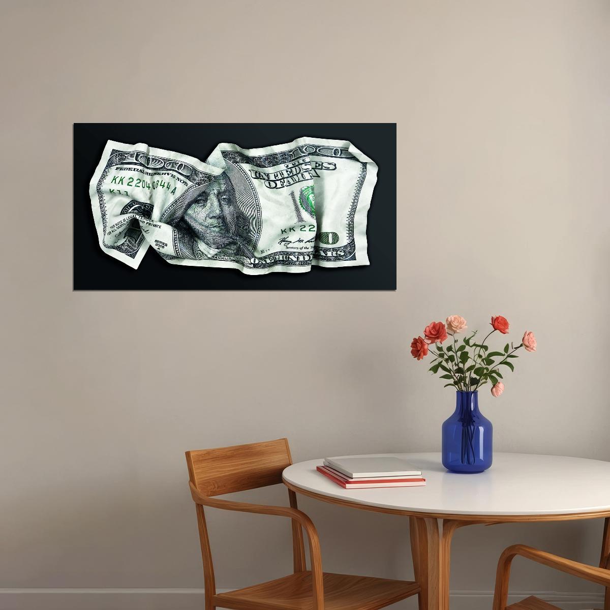 Folded Dollar Bill Pop Art Poster Graffiti Street Art Crumpled Money Artistic Financial Print - xonomax