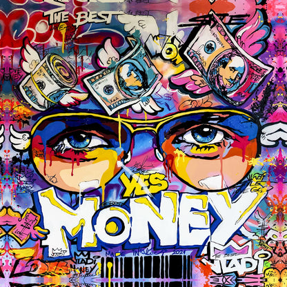 Yes Money Pop Art Poster Graffiti Street Art Colorful Wealth Success Eyes Artistic Modern Print