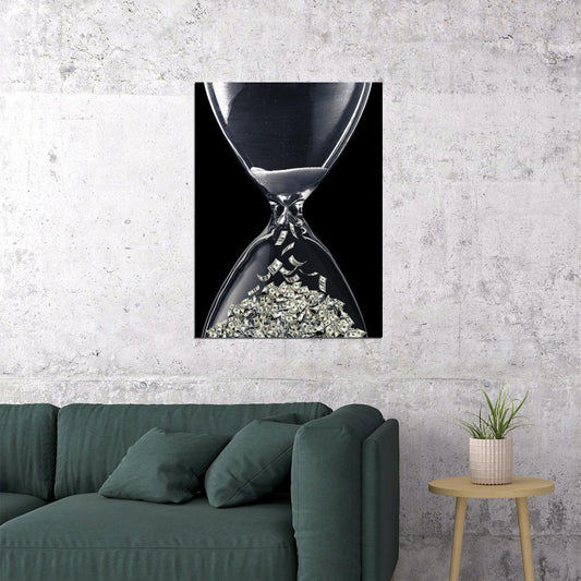 Diamonds in Hourglass Pop Art Poster Graffiti Street Art Wealth Time Is Money Artistic Modern Print - xonomax