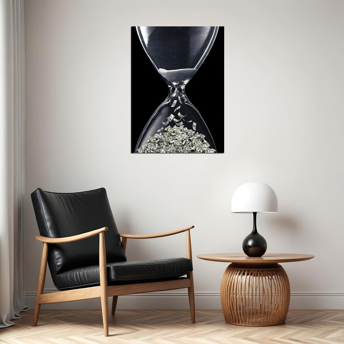 Diamonds in Hourglass Pop Art Poster Graffiti Street Art Wealth Time Is Money Artistic Modern Print - xonomax