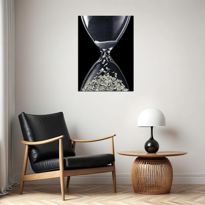 Diamonds in Hourglass Pop Art Poster Graffiti Street Art Wealth Time Is Money Artistic Modern Print - xonomax