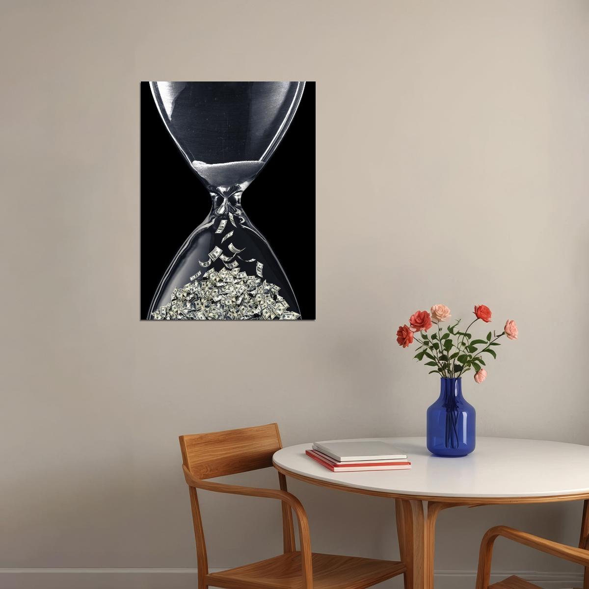 Diamonds in Hourglass Pop Art Poster Graffiti Street Art Wealth Time Is Money Artistic Modern Print - xonomax