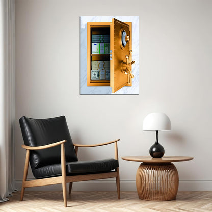 Golden Safe Full of Cash Pop Art Poster Graffiti Street Art Wealth Money Security Artistic Print - xonomax