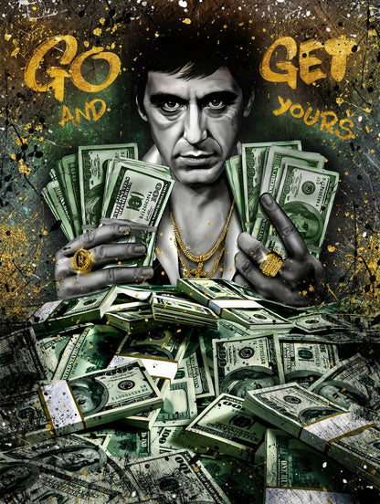 Tony Montana Money Pop Art Poster Graffiti Street Art Scarface Inspired Wealth Cash Stack Artistic Print - xonomax