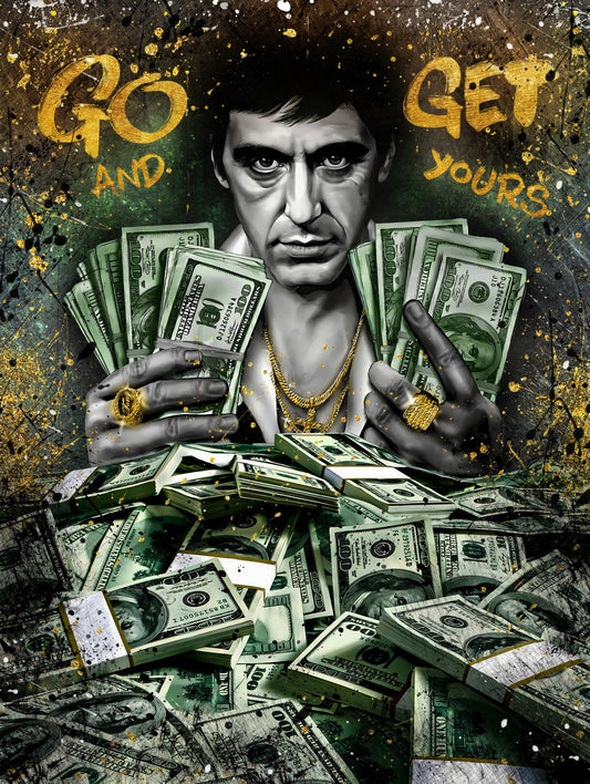 Tony Montana Money Pop Art Poster Graffiti Street Art Scarface Inspired Wealth Cash Stack Artistic Print - xonomax