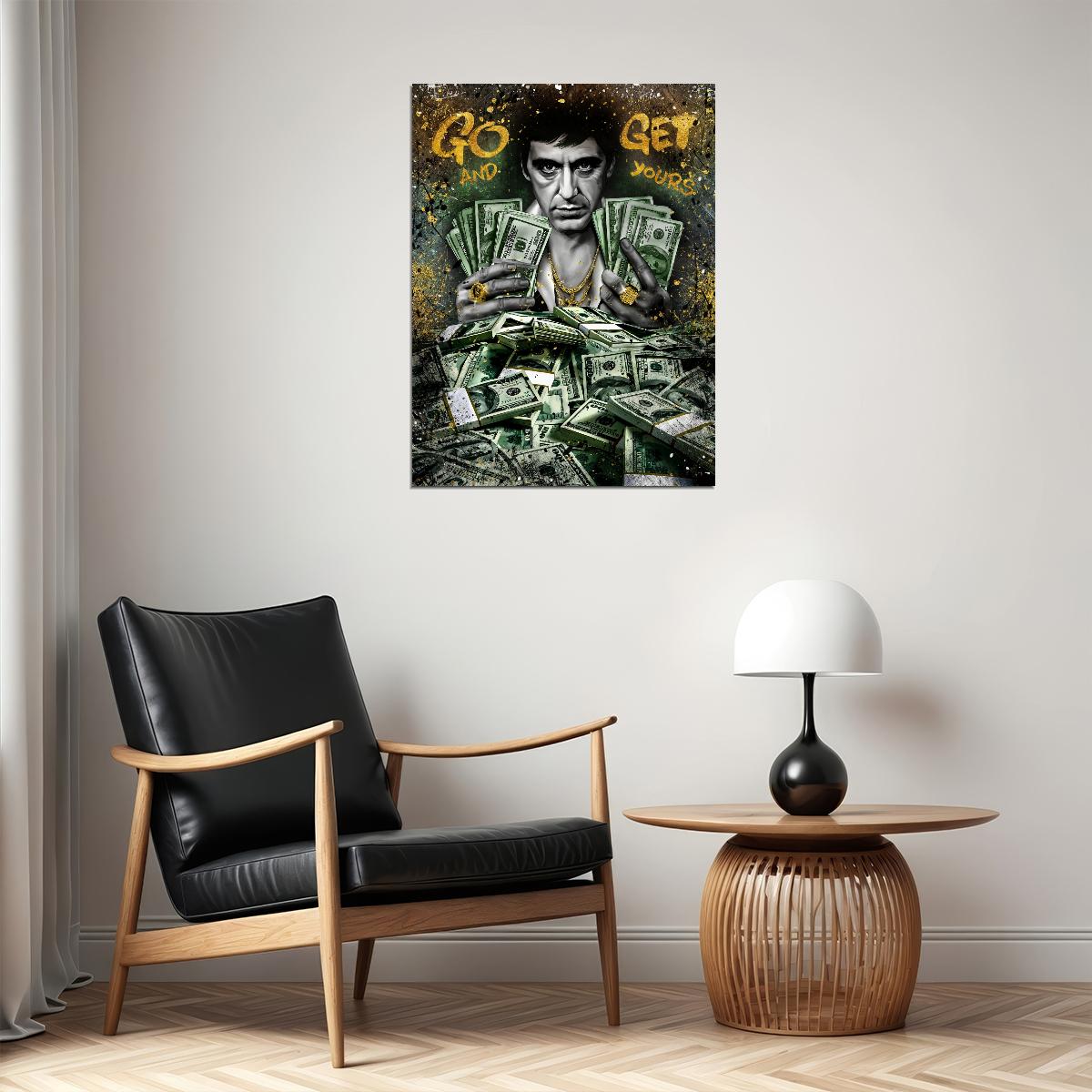 Tony Montana Money Pop Art Poster Graffiti Street Art Scarface Inspired Wealth Cash Stack Artistic Print - xonomax