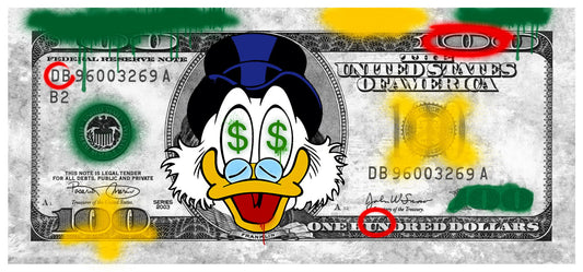 Scrooge McDuck Money Bill Pop Art Poster Graffiti Street Art Dollar Cartoon Wealth Artistic Fun Print